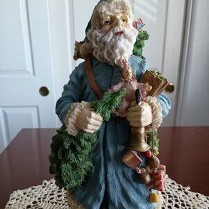 Vintage Blue Santa Claus Statue or Figurine